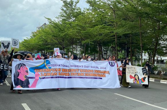 Perempuan di Makassar Aksi Demonstrasi Peringati International Woman Day