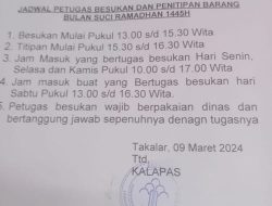 Jelang Ramadan 2024, Berikut Jadwal Besuk di Lapas Takalar