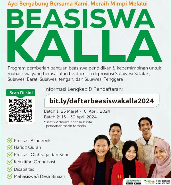 Yayasan Kalla Buka Pendaftaran Beasiswa Mulai Hari Ini, Cek Syaratnya!