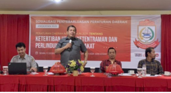 DPRD Makassar Gelar Sosialisasi Perda Dukung Ketertiban Umum dan Pembangunan Berkelanjutan