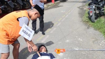 Penyidik Sat Reskrim Polresta Mamuju Gelar Rekonstruksi Kasus Pembunuhan di Papalang