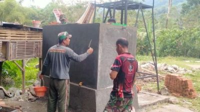 Pembuatan Penampungan Sumur Bor Oleh TMMD ke-121 Kodim Tator Hampir Rampung