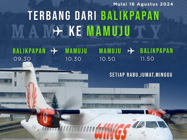 Penerbangan Wings Air Rute Mamuju-Balikpapan Mulai 16 Agustus