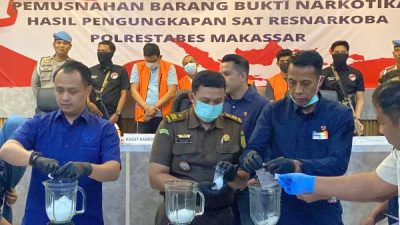 Sabu 1,1 Kg yang Dimusnahkan Polisi Diduga Sasar Kalangan Pejabat