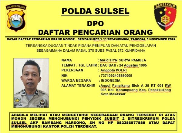 Usai Terlibat Penipuan dan Penggelapan, Oknum Polisi dan Istrinya Jadi DPO