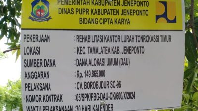 Proyek Rehabilitasi Kantor di Jeneponto Tuai Kritikan, Ini Kata Direktur CV Borobudur