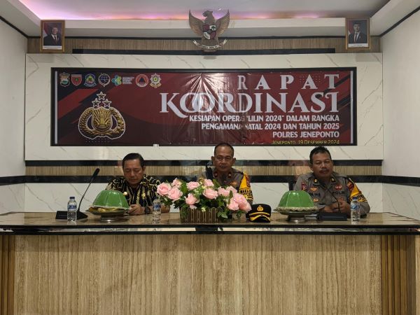 Pastikan Keamanan Jelang Nataru, Polres Jeneponto Gelar Rakor Persiapan Ops Lilin 2024