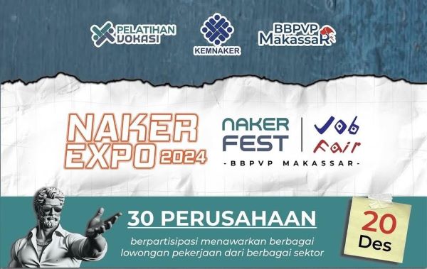 Naker Expo 2024 Digelar 20 Desember, 30 Perusahaan Tawarkan Loker