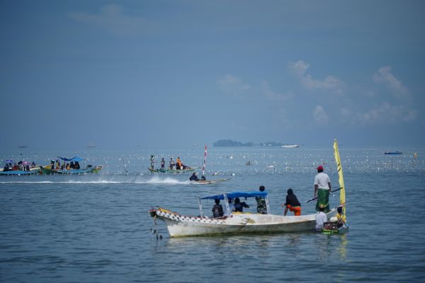 Meriahkan HUT RI-80, Warga Pesisir Pangkep Gelar Lomba Balap Perahu