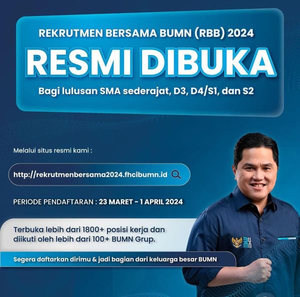 Rekrutmen Bersama BUMN 2024 Dibuka Hari Ini, Berikut Syarat dan Panduan Pendaftaran