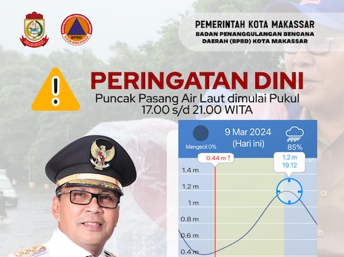 Peringatan Dini Pasang Air Laut, Walikota Makassar Imbau Warga Tidak Panik