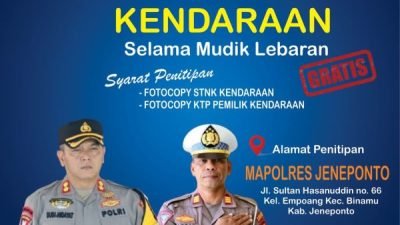 Jelang Lebaran, Polres Jeneponto Buka Jasa Titip Kendaraan Bagi Pemudik