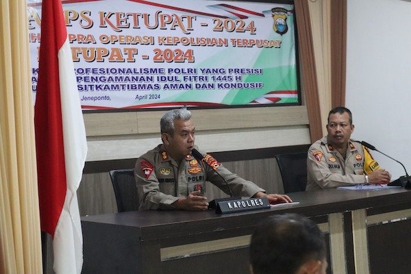 Jelang Mudik Lebaran, Kapolres Jeneponto Gelar Rapat Pra Operasi Ketupat 2024