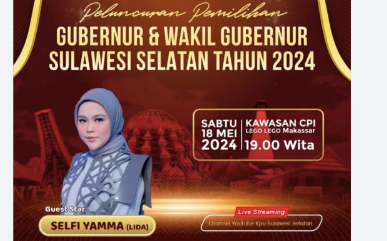 Malam Ini Peluncuran Pilgub Sulsel di CPI, Dihibur Selfi Yamma
