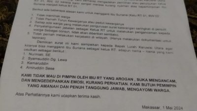 Warga Ajukan Mosi Tidak Percaya Terhadap Ketua RT, Ini Kata Lurah Karuwisi