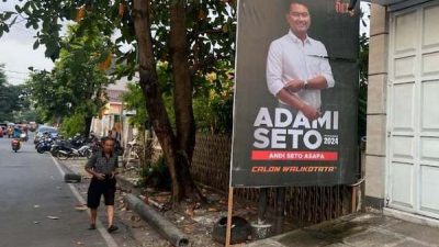 Pilwali Makassar 2024 : Jagoan Gerindra Sebar Baliho “Adami Seto”