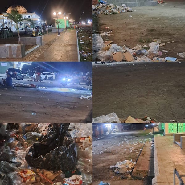 Uang Retribusi Ditilep, Halaman Masjid Agung Jeneponto Dipenuhi Sampah