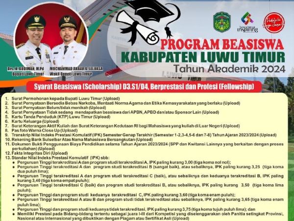 Program Beasiswa Lutim Kembali Dibuka, Cek Jadwal dan Syaratnya!