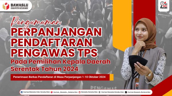 Bawaslu Bulukumba Perpanjang Pendaftaran Pengawas TPS Hingga 10 Oktober