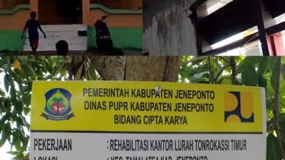 Telan Anggaran Rp149 Juta, Proyek Rehab Kantor Lurah Tonrokassi Timur Dinilai Asal-asalan