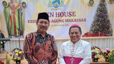 Giat Perdana, Kakanwil Kemenag Sulsel Hadiri Open House Natal di Keuskupan Agung Makassar