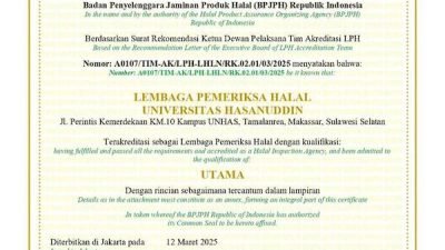 Pusat Pemeriksa Halal Unhas Jadi yang Terbesar di Indonesia Timur