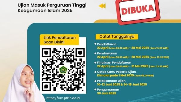 Pendaftaran Ujian Masuk PTKIN Dibuka, Berikut Jadwal dan Cara Daftarnya!