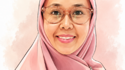 edit foto ini menjadi karikatur jangan ubah wajahnya, untuk penulis opini di media
