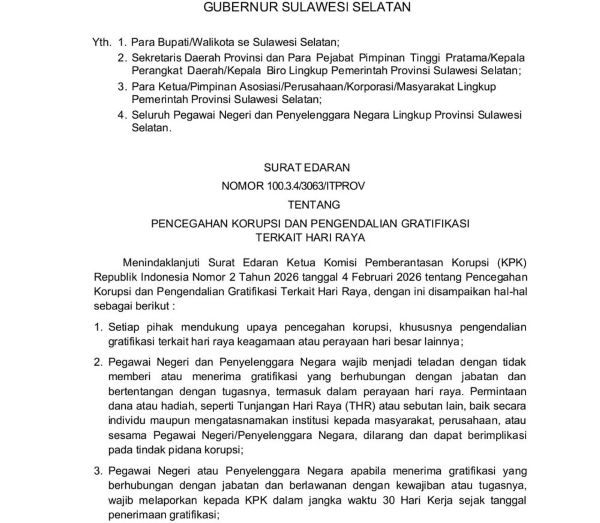 Gubernur Sulsel Larang ASN Beri dan Terima Hadiah Hari Raya