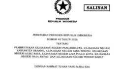 Prabowo Terbitkan Perpres Pembentukan Tujuh Kejaksaan Negeri Baru