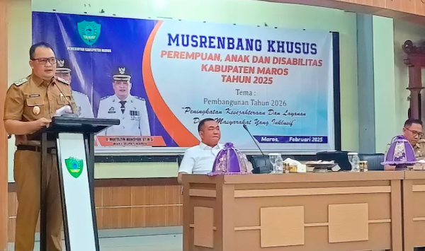 Hari Pertama Bertugas, Wabup Maros Buka Musrenbang Perempuan dan Disabilitas