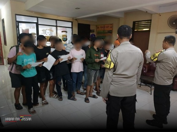 Antisipasi Tawuran Antar Kelompok di Kecamatan Mariso, Polisi Amankan 19 Remaja