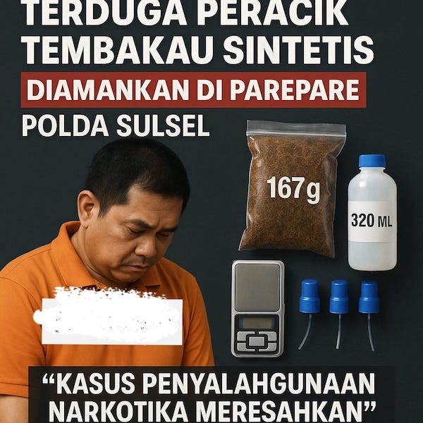 Polda Sulsel Bongkar Home Industri Tembakau Sintesis di Parepare, Pelaku Edarkan Lewat Instagram