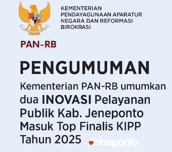 Dua Inovasi Layanan Publik Jeneponto Masuk Top Finalis KIPP 2025