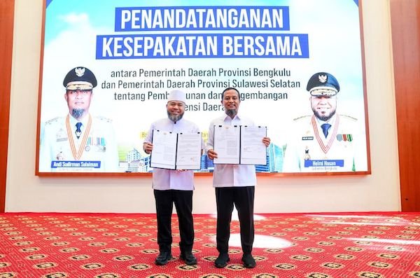 Pemprov Sulsel-Bengkulu Kerjasama Pembangunan dan Pengembangan Potensi Daerah
