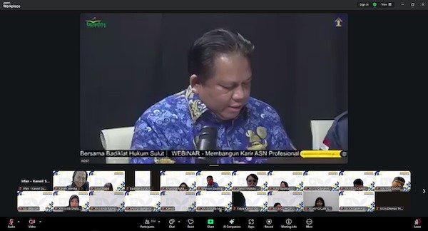 Bangun Pola Karir ASN, Kanwil Kemenkum Sulsel Ikuti Webinar Badiklat Hukum Sulawesi Utara