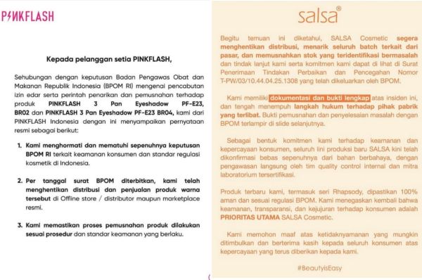 Pinkflash dan Salsa Klarifikasi Usai Produk Masuk Daftar Kosmetik Berbahaya BPOM