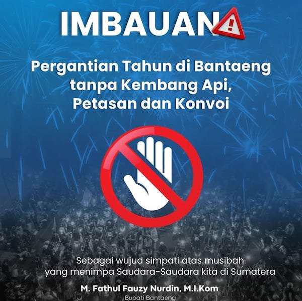 Tahun Baru, Warga Bantaeng diimbau Tak Nyalakan Kembang Api dan Petasan