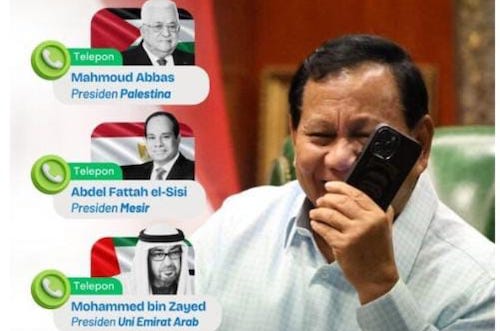 Prabowo Telpon Mahmoud Abbas, Sampaikan Ucapan Idulfitri Hingga Dukungan ke Palestina