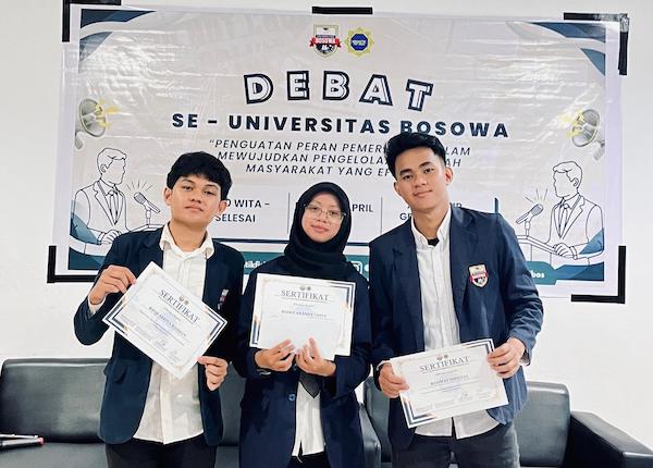 Mahasiswa Fakultas Hukum Unibos Raih Juara 1 Debat Publik Tingkat Universitas
