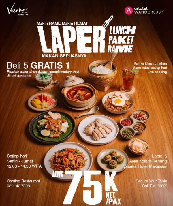 Lunch Seru di Vasaka Hotel Makassar Dengan Promo ‘Makin Rame Makin Hemat’