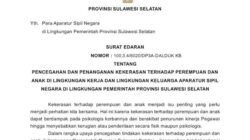 Pemprov Sulsel Terbitkan Edaran Anti Kekerasan terhadap Perempuan dan Anak bagi ASN