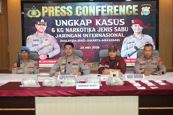 Sindikat Sabu Lintas Negara Dibekukan di Makassar, Polisi Sita Sabu Rp12,1 Miliar