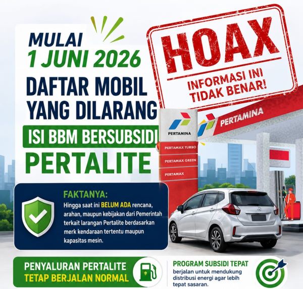 Pertamina Tegaskan Informasi Larangan Pertalite untuk Kendaraan Tertentu per 1 Juni 2026 Hoaks