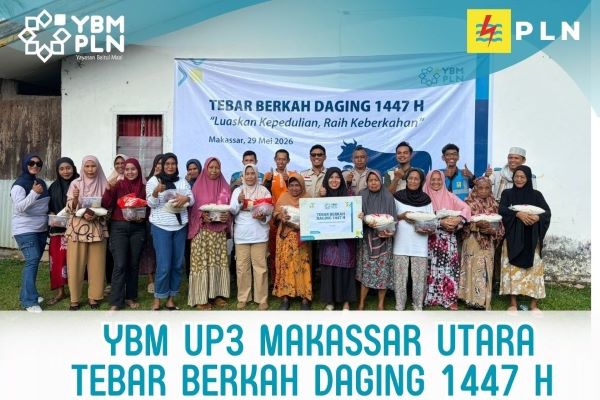 YBM PLN UP3 Makassar Utara Tebar Salurkan Daging Kurban untuk 150 Warga Pangkep