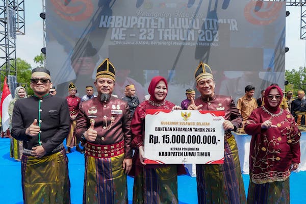 Hari Jadi ke-23 Luwu Timur, Pemprov Sulsel Gelontorkan Bantuan Keuangan Rp15 Miliar