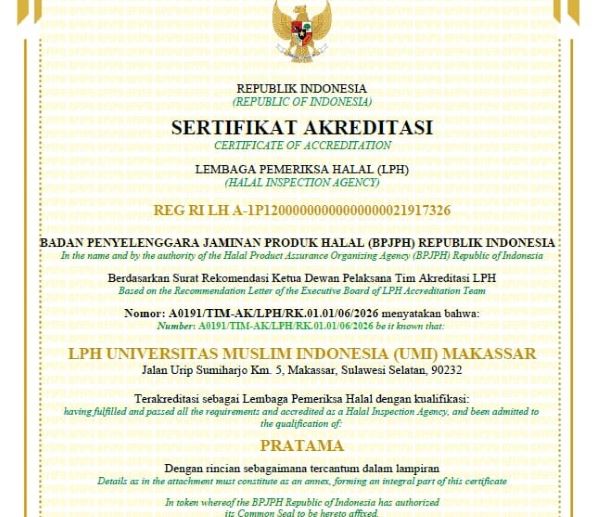 LPH UMI Raih Akreditasi Nasional dari BPJPH