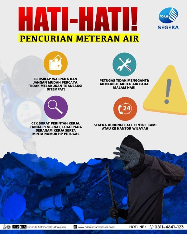 Pelaku Pencurian Meter Air Dibekuk Warga, PDAM Makassar Imbau Kewaspadaan Pelanggan