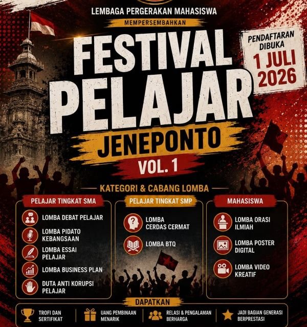 Festival Pelajar Jeneponto Siap Digelar, Wadah Generasi Muda Berprestasi