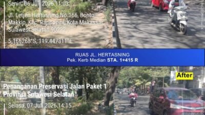 Progres Paket 1 MYP Sulsel, Pemasangan Kerb Jalan Hertasning Tembus 74 Persen